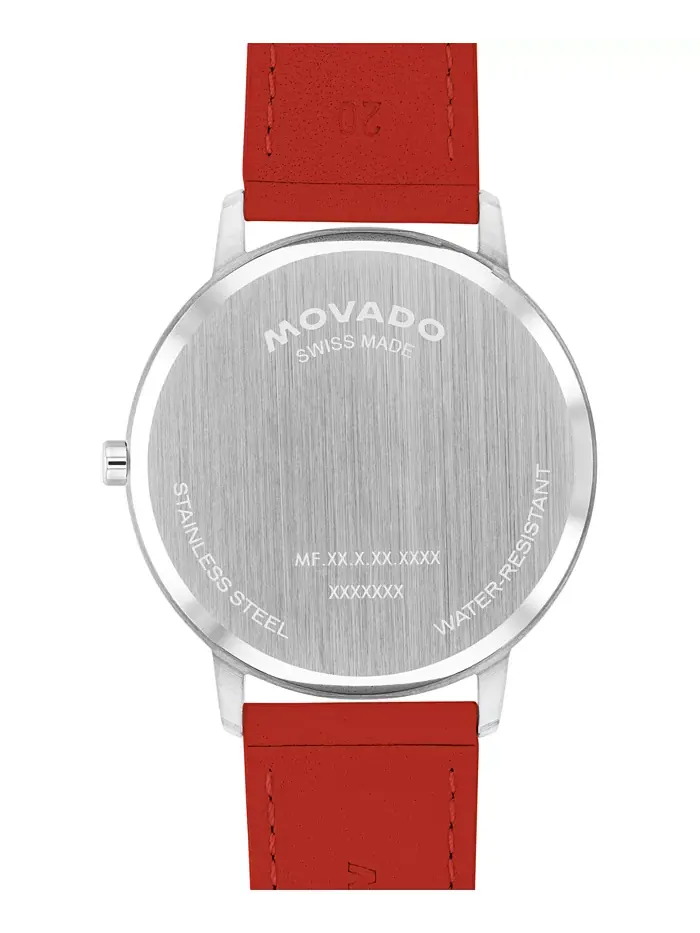 Унисекс часы Face Swiss Quartz с красным кожаным ремешком, 41mm Movado — изображение 2 из 3