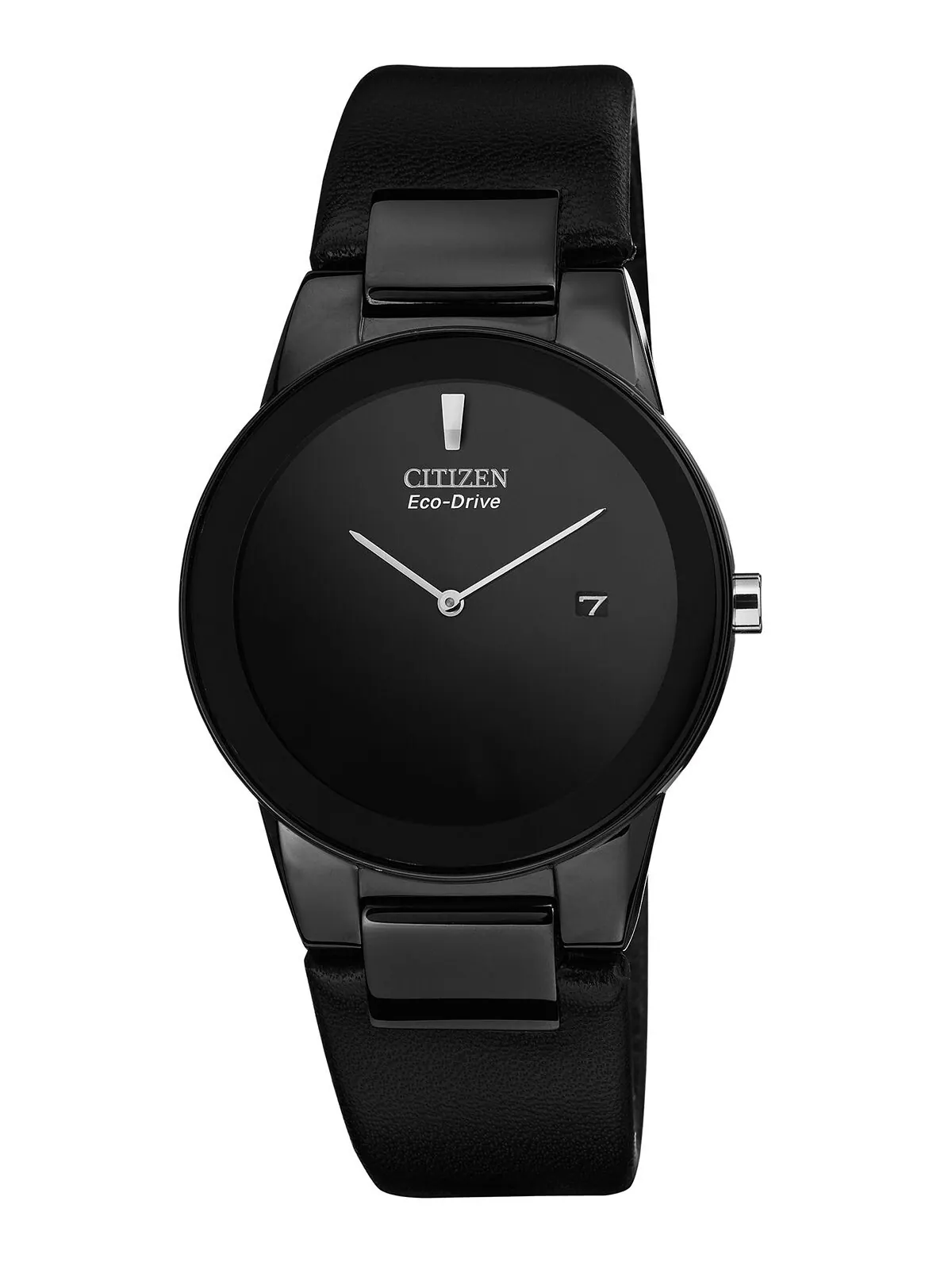 Мужские часы Eco-Drive Axiom с черным кожаным ремешком, 40 мм, AU1065-07E Citizen