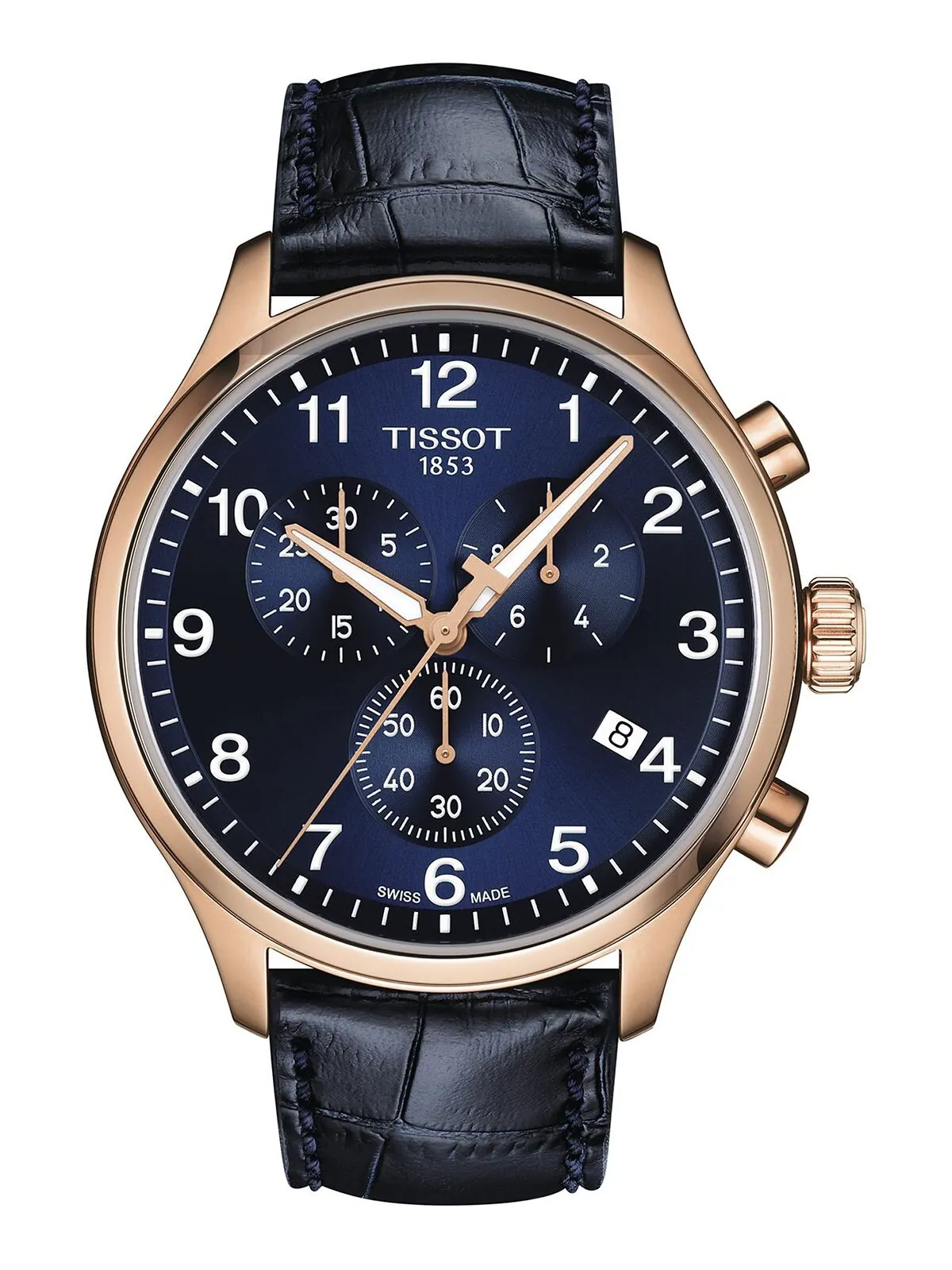 Мужские часы Swiss Chronograph XL с классическим синим кожаным ремешком, 45 мм Tissot — изображение 1 из 5, оттенок синий