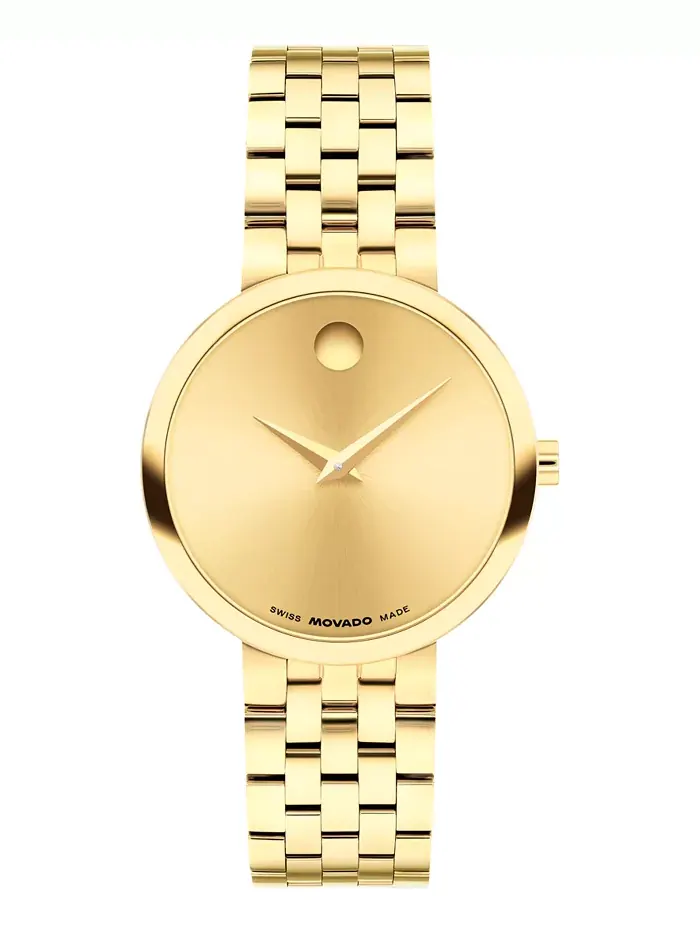 Женские часы Museum Classic Swiss Quartz с покрытием PVD светло-желтого цвета, 29.5 мм Movado — изображение 1 из 3