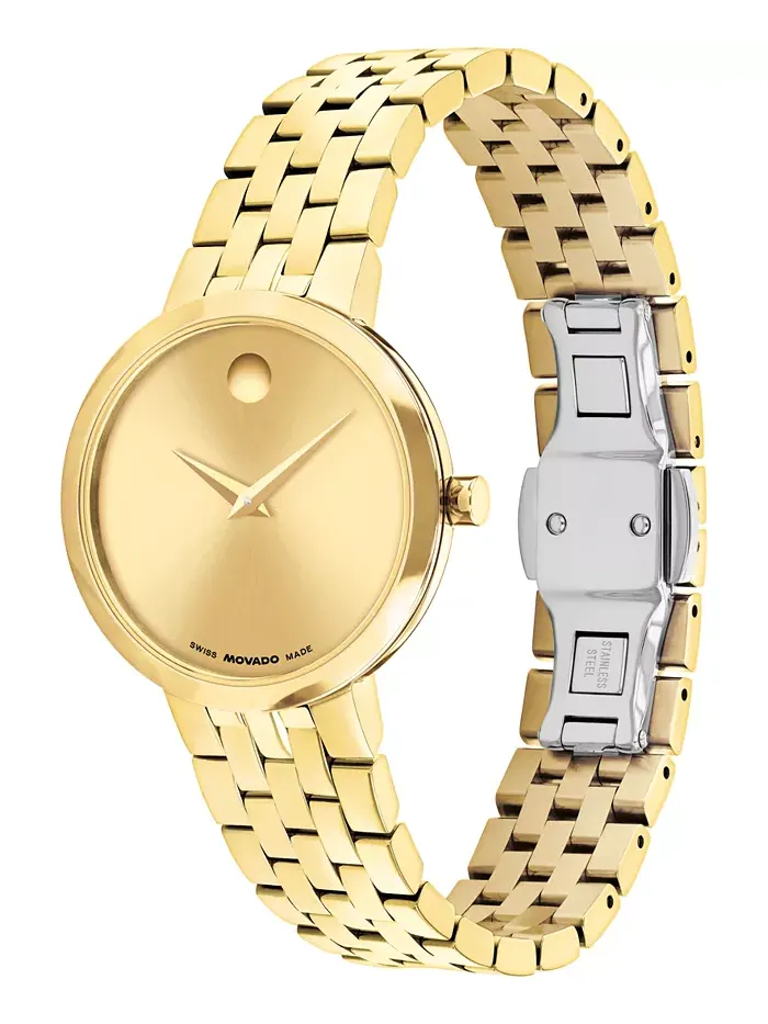 Женские часы Museum Classic Swiss Quartz с покрытием PVD светло-желтого цвета, 29.5 мм Movado — изображение 2 из 3