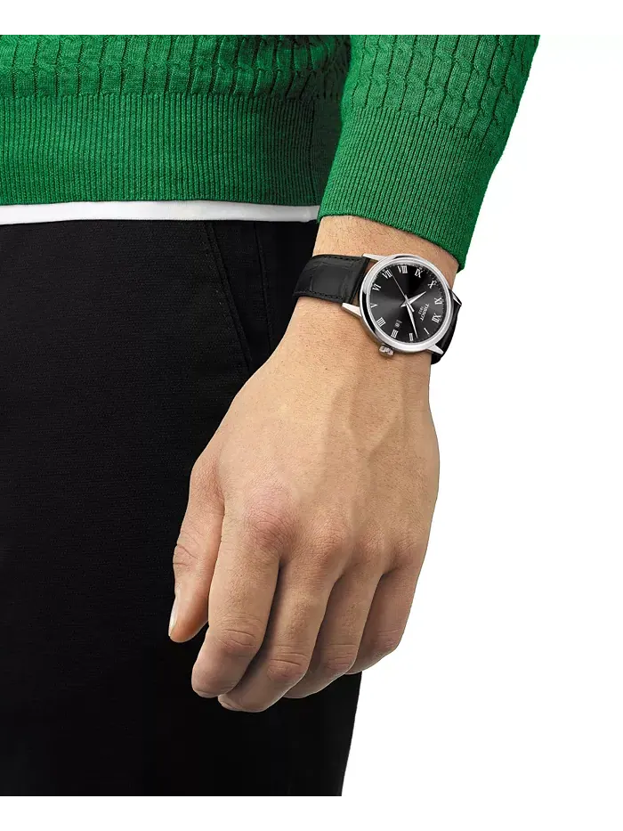 Мужские часы Swiss Classic Dream с черным кожаным ремешком, 42 мм Tissot — изображение 5 из 5