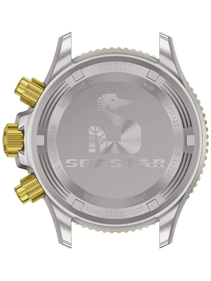 Мужские часы Swiss Chronograph Seastar 1000 с двухцветным браслетом из нержавеющей стали, 38 мм — изображение 2 из 5