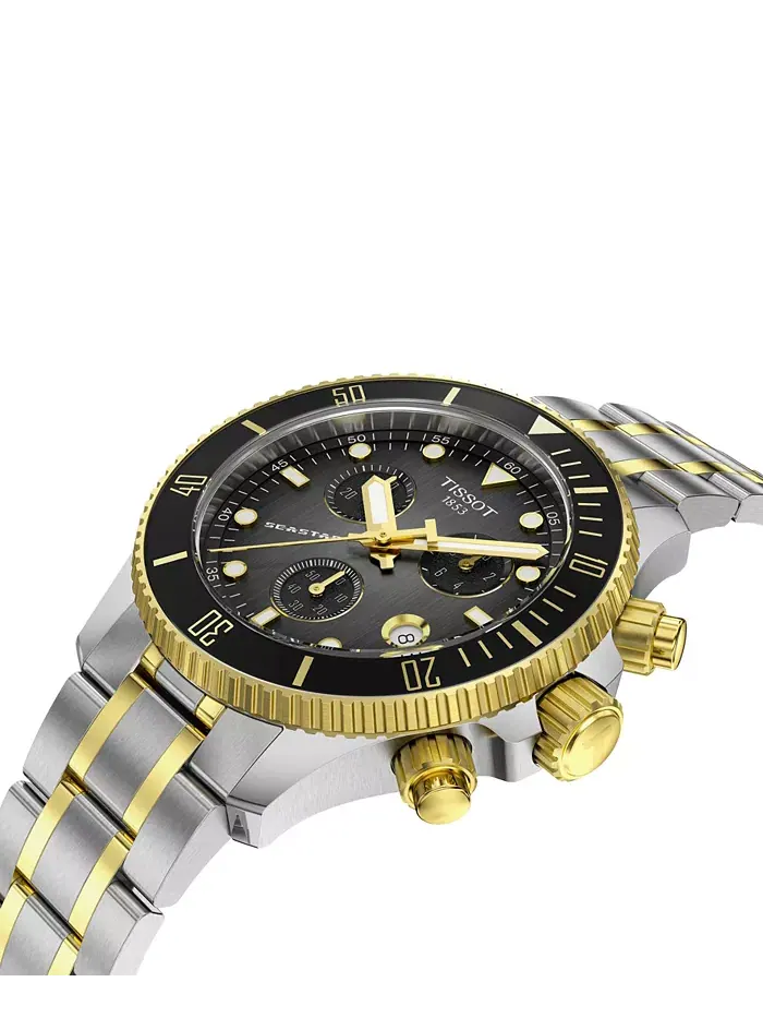Мужские часы Swiss Chronograph Seastar 1000 с двухцветным браслетом из нержавеющей стали, 38 мм — изображение 5 из 5