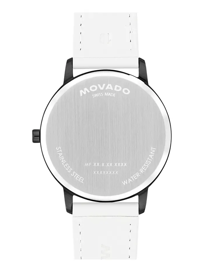Унисекс часы Face Swiss Quartz с белым кожаным ремешком, 39mm Movado — изображение 2 из 3