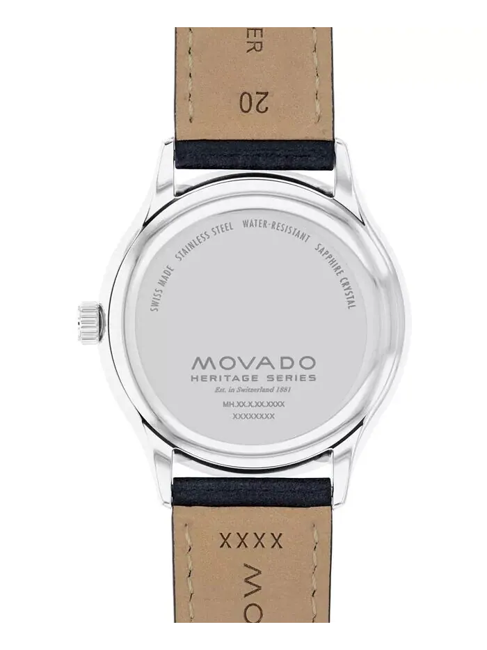 Мужские швейцарские часы Calendoplan с синим кожаным ремешком, 40 мм Movado — изображение 3 из 3