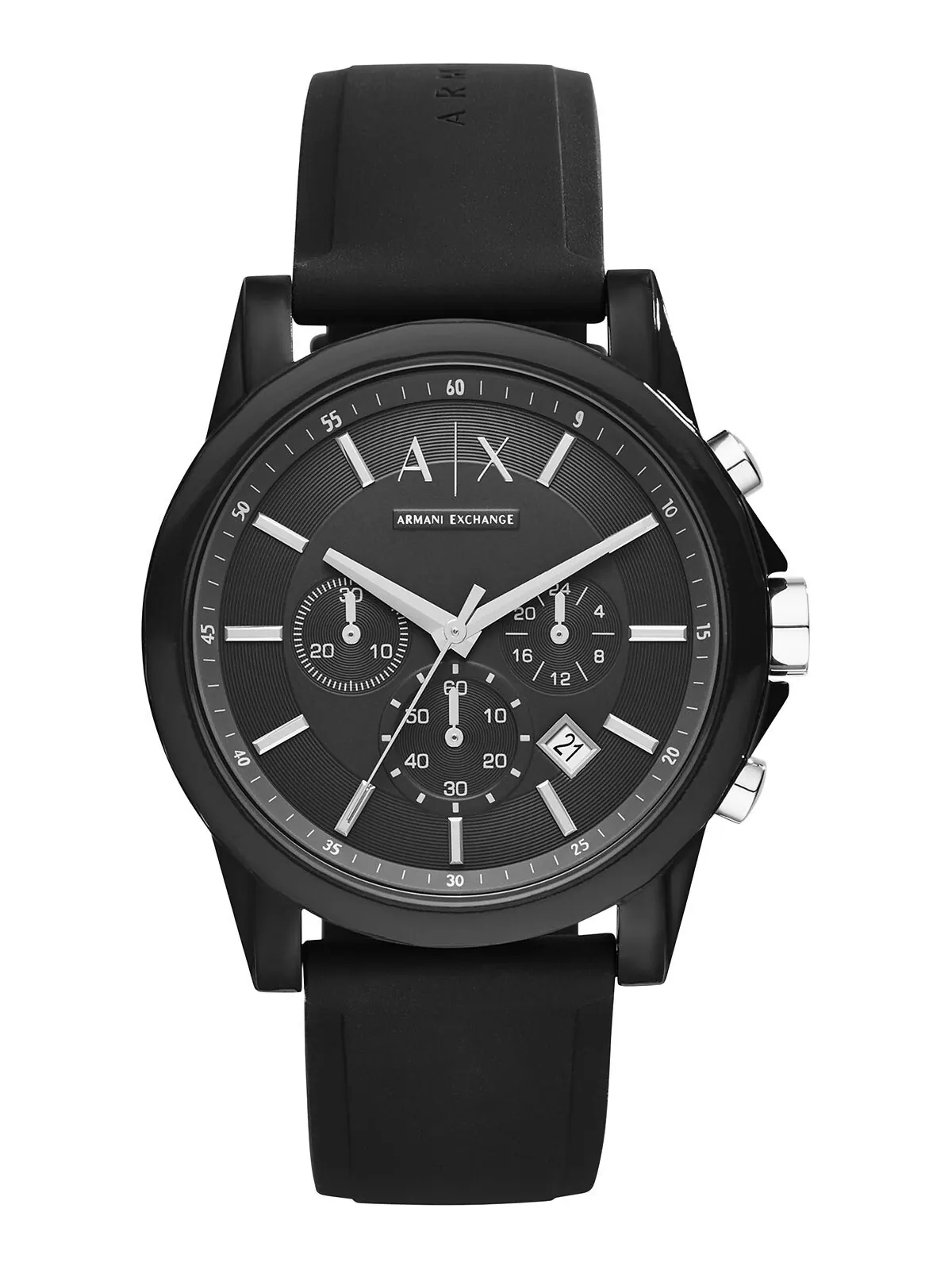 Часы унисекс с хронографом, черный силиконовый ремешок, 44 мм AX1326 Armani Exchange