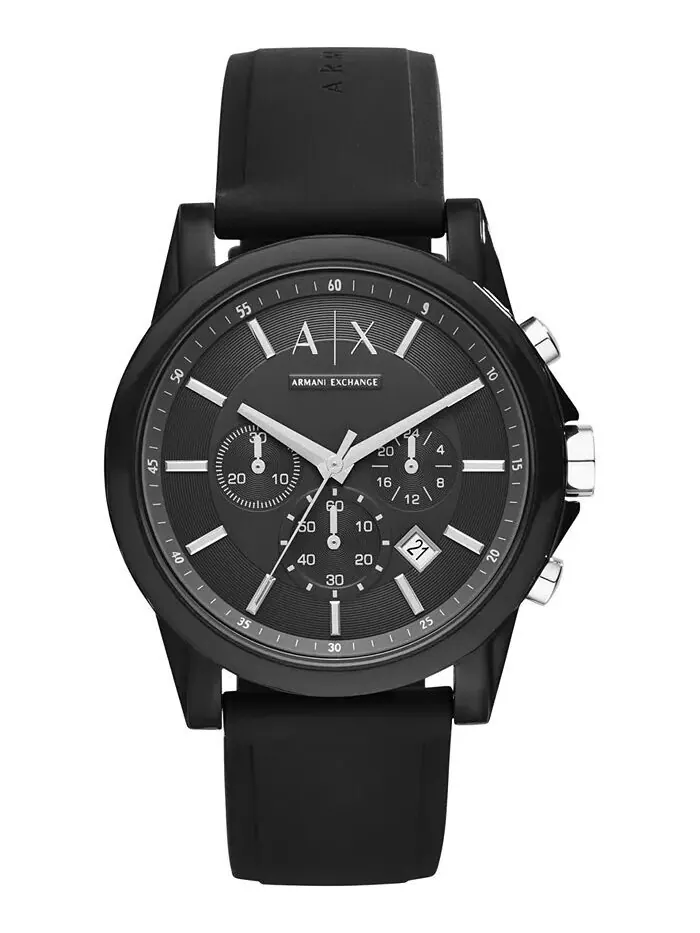 Часы унисекс с хронографом, черный силиконовый ремешок, 44 мм AX1326 A|X Armani Exchange