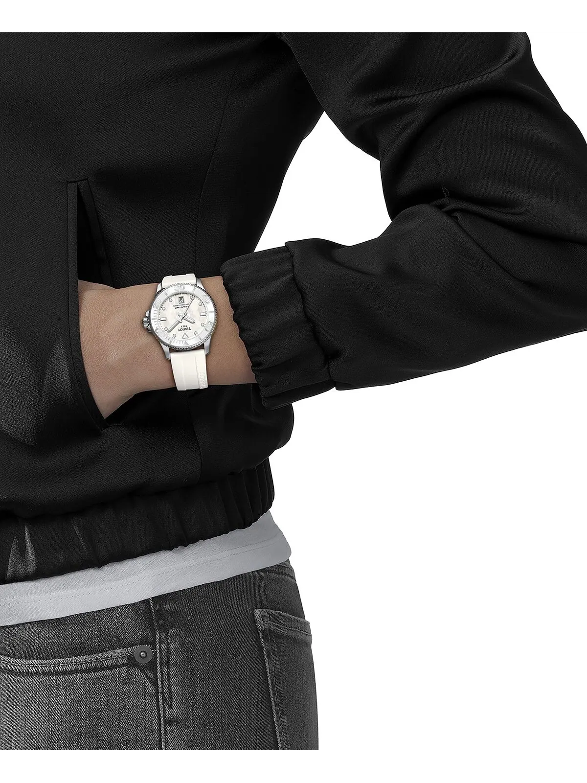 Женские часы Swiss Seastar 1000 с белым силиконовым ремешком, 36 мм Tissot — изображение 5 из 5, оттенок нет цвета