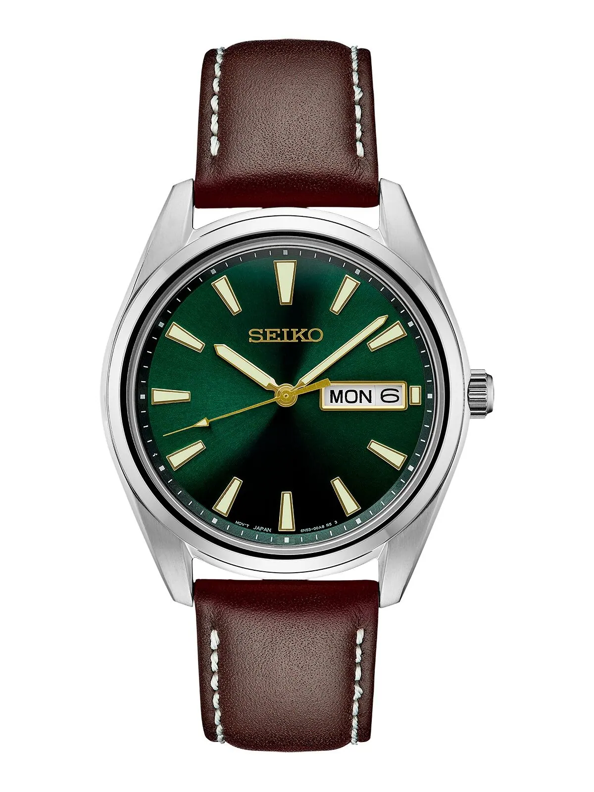 Мужские часы Essentials с коричневым кожаным ремешком, 40 мм Seiko