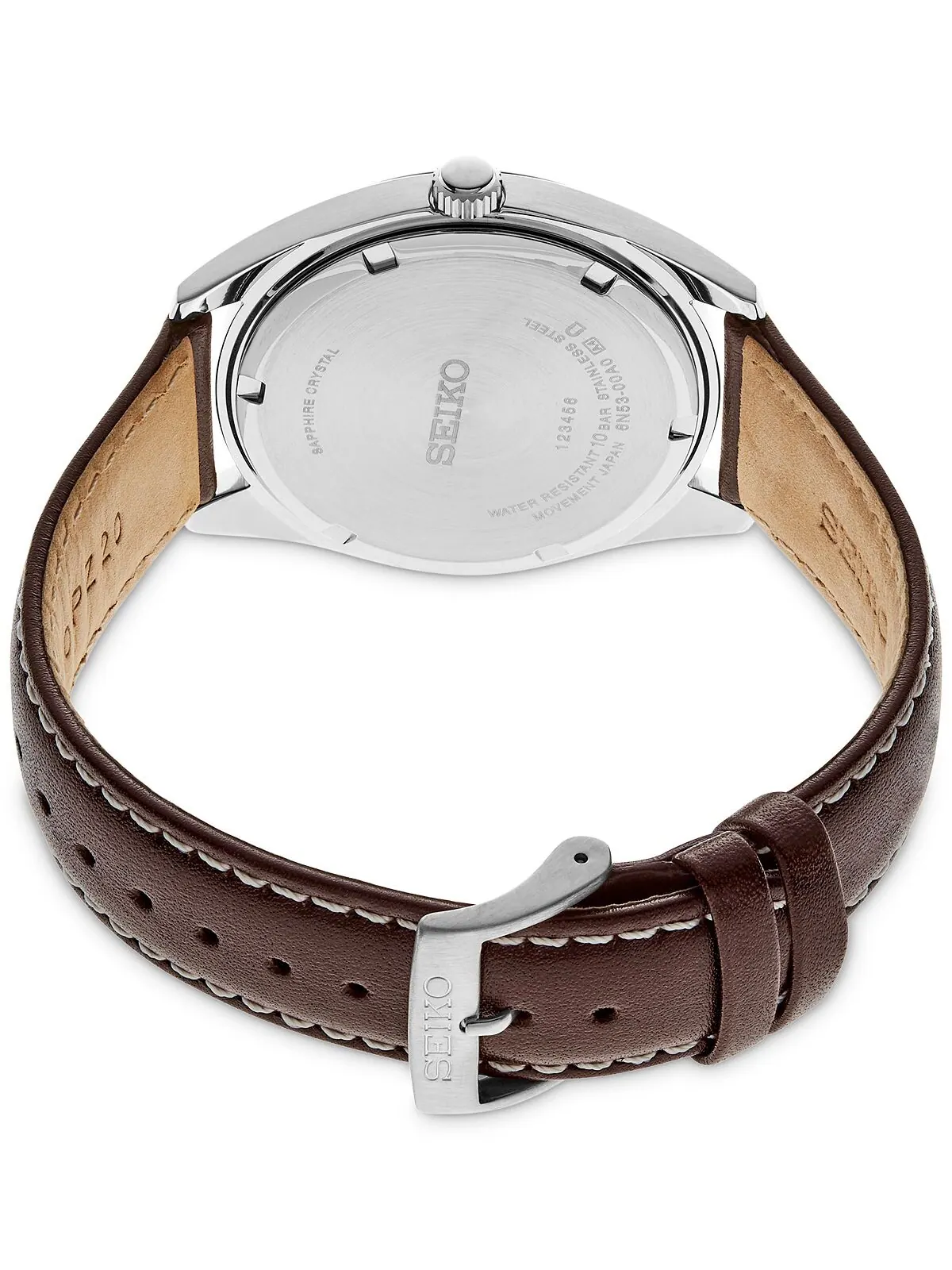 Мужские часы Essentials с коричневым кожаным ремешком, 40 мм Seiko — изображение 3 из 3, оттенок зеленый