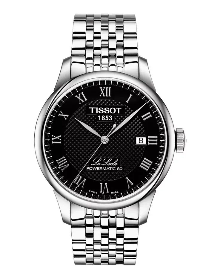 Мужские швейцарские часы Tissot T-Classic Le Locle Powermatic 80 с серым циферблатом на стальном — изображение 1 из 7