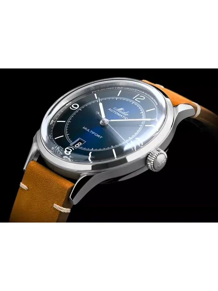 Мужские автоматические часы Swiss Automatic Multifort Patrimony Pulsometer с коричневым кожаным — изображение 6 из 8