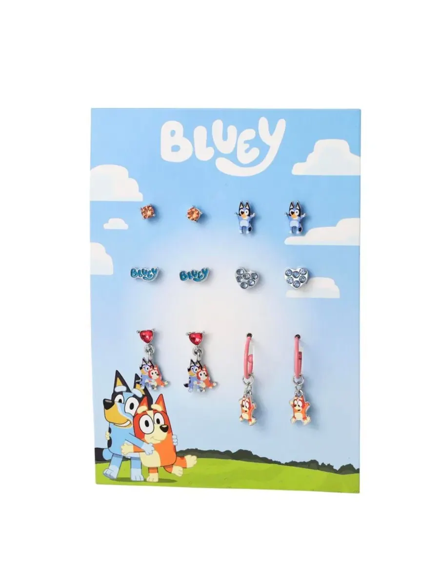 Набор сережек Bluey, 6 пар, с кристаллами Bluey — изображение 6 из 6