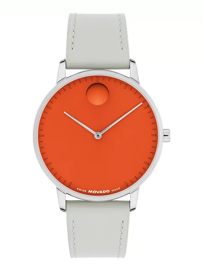 Унисекс часы Swiss Quartz с серым кожаным ремешком, 39мм Movado — изображение 1 из 3