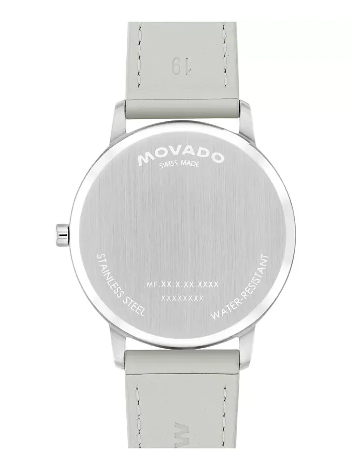 Унисекс часы Swiss Quartz с серым кожаным ремешком, 39мм Movado — изображение 2 из 3