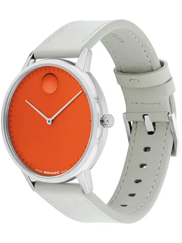 Унисекс часы Swiss Quartz с серым кожаным ремешком, 39мм Movado — изображение 3 из 3