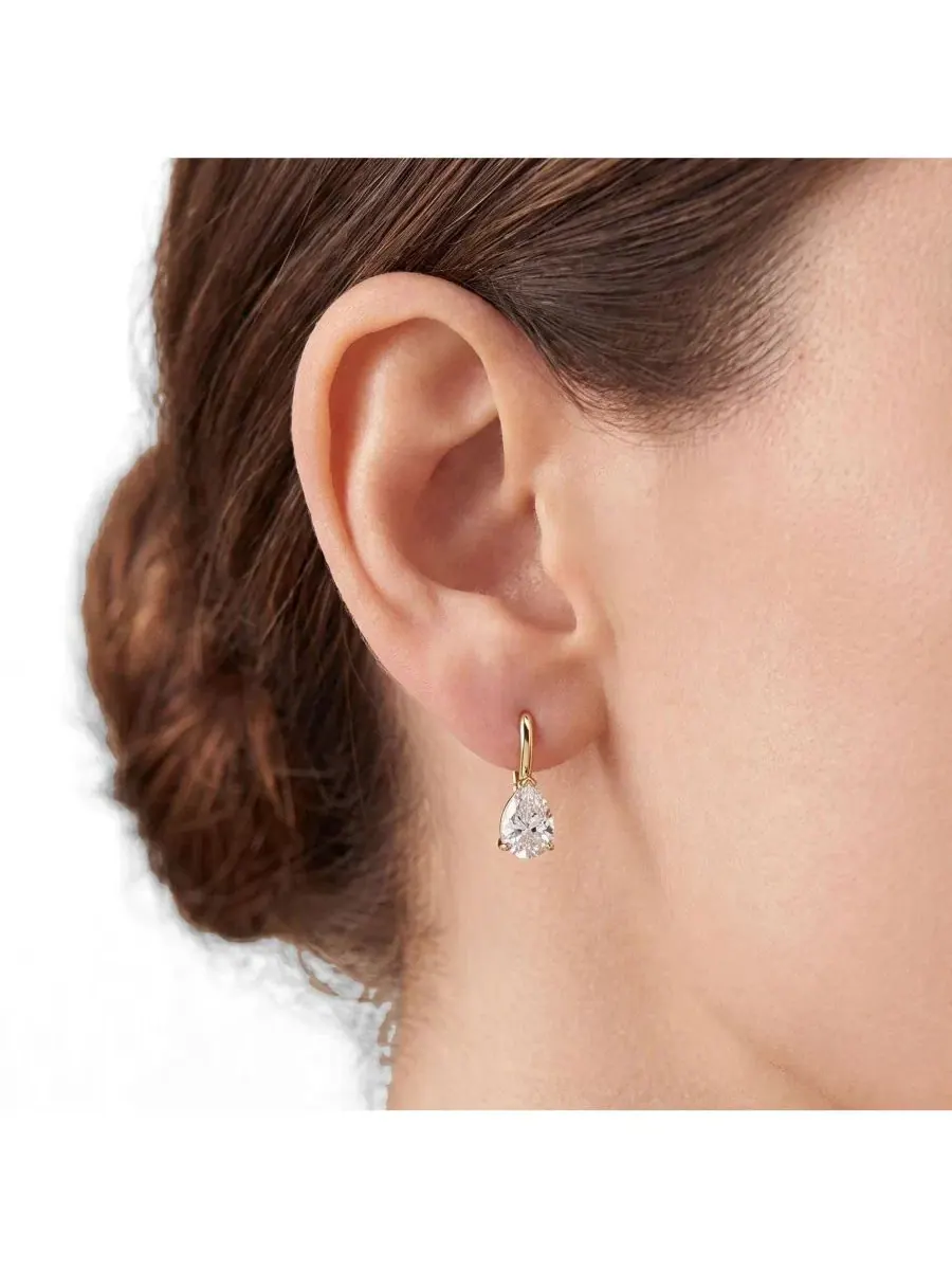 Серьги-подвески с кубическим цирконием, модель CZ Pear Bar Drop The Lovery, Cubic Zirconia — изображение 2 из 3