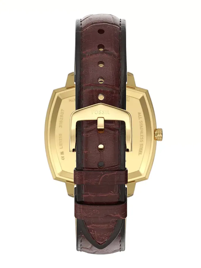 Унисекс часы Nick Jonas x Machine Luxe Vignette Brown Croco Leather, 37mm Fossil — изображение 5 из 11
