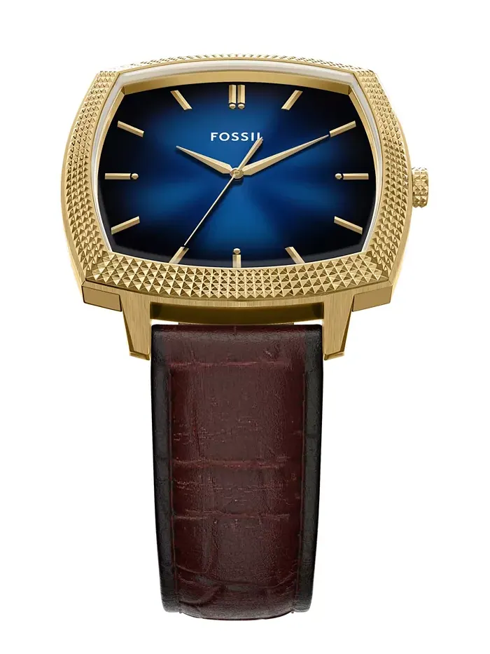 Унисекс часы Nick Jonas x Machine Luxe Vignette Brown Croco Leather, 37mm Fossil — изображение 6 из 11