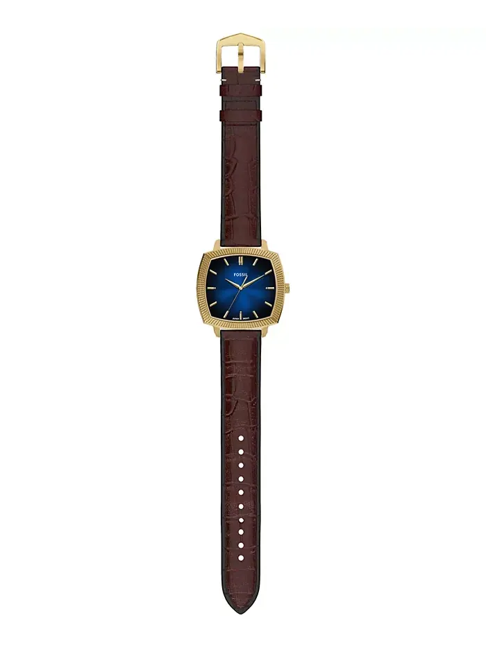 Унисекс часы Nick Jonas x Machine Luxe Vignette Brown Croco Leather, 37mm Fossil — изображение 8 из 11