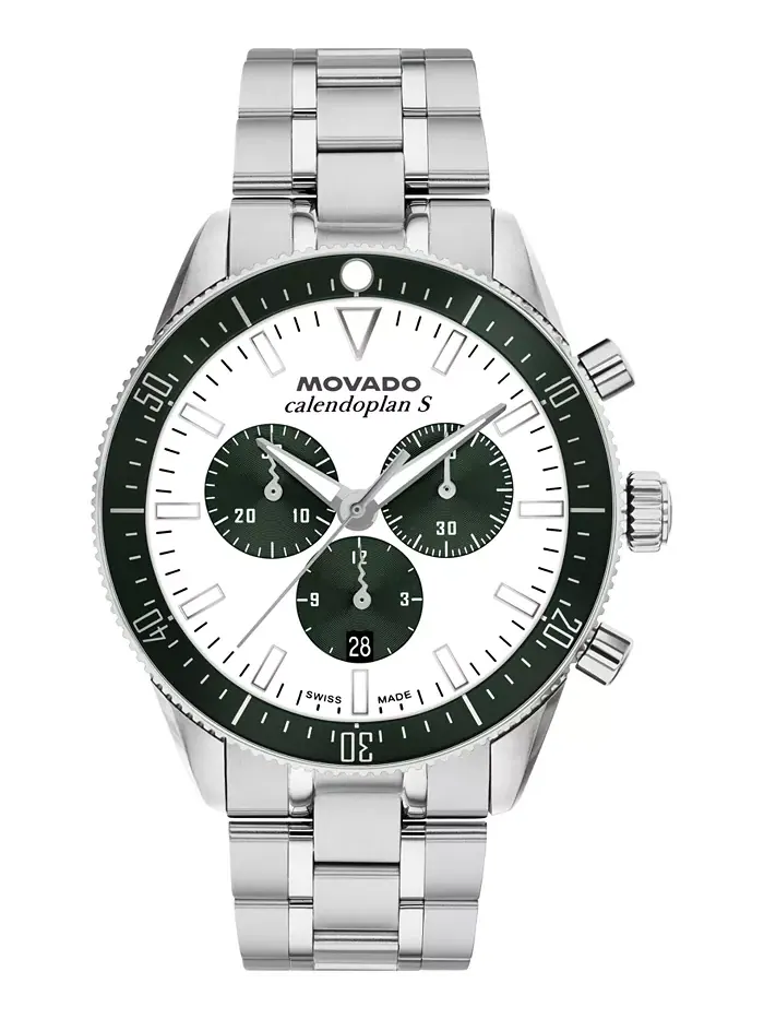Мужские часы Calendoplan S Swiss Quartz Chrono из нержавеющей стали, 42 мм Movado — изображение 1 из 3