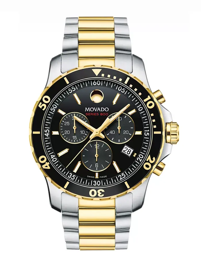 Мужские часы для дайвинга Swiss Chronograph Series 800 с двухцветным PVD-покрытием, браслет из — изображение 1 из 1