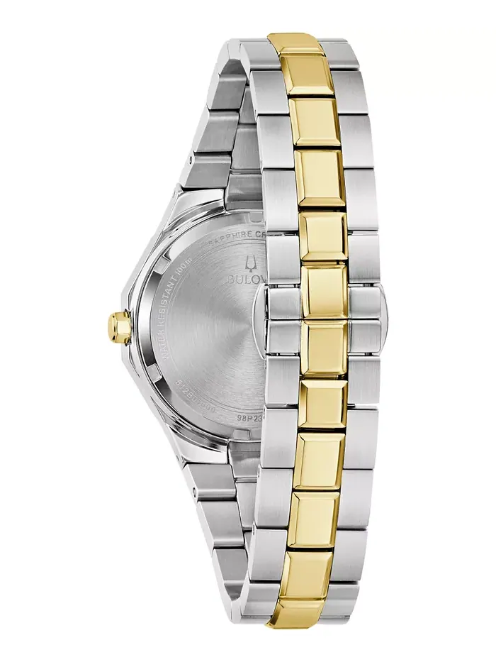 Женские часы Prestige Diamond Accent с двухцветным браслетом из нержавеющей стали, 32 мм Bulova — изображение 2 из 5