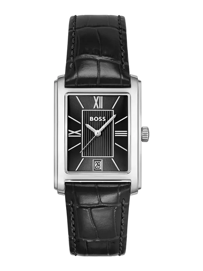 Мужские часы Principle Dress Quartz Basic Calendar черные кожаные, 28 x 39mm Hugo Boss — изображение 1 из 3