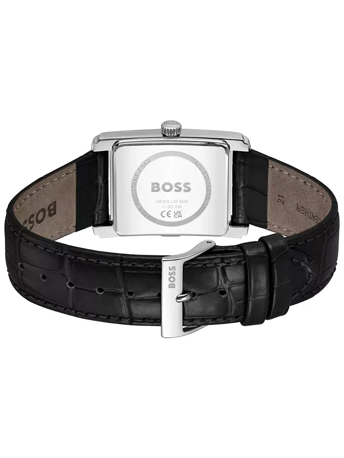 Мужские часы Principle Dress Quartz Basic Calendar черные кожаные, 28 x 39mm Hugo Boss — изображение 3 из 3