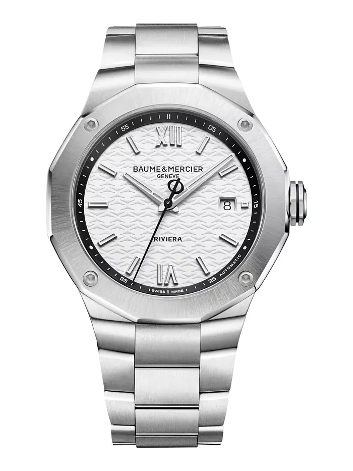 Мужские автоматические швейцарские часы Riviera на стальном браслете 42 мм Baume & Mercier