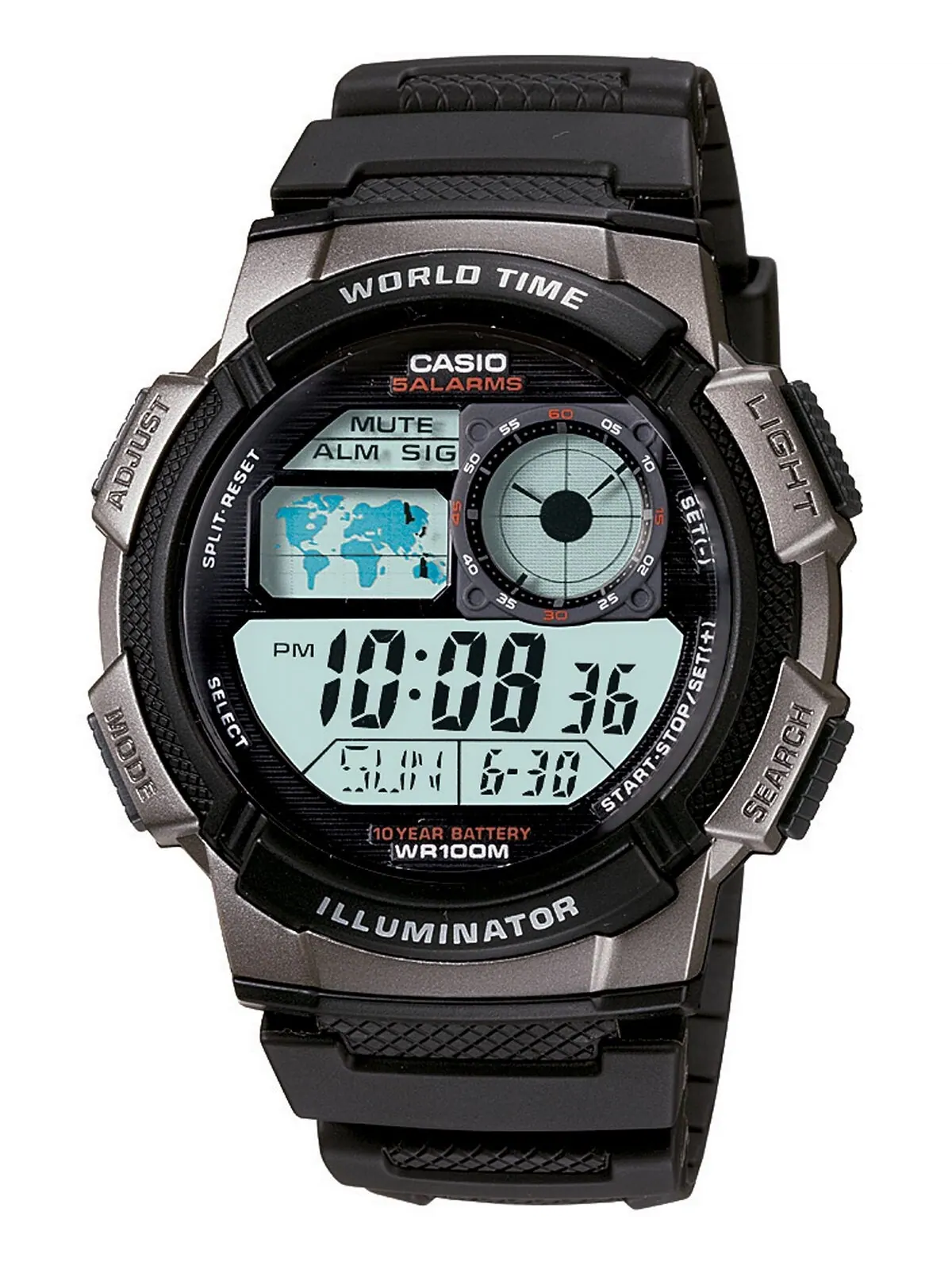 Мужские цифровые часы с черным полимерным ремешком, 43,7 мм Casio — изображение 1 из 2, оттенок черный