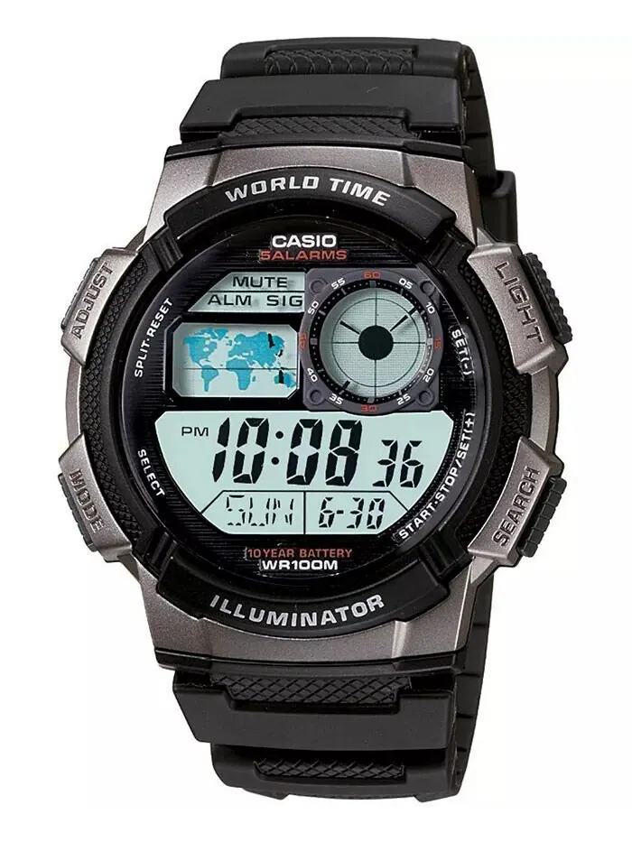 Мужские цифровые часы с черным полимерным ремешком, 43,7 мм Casio — изображение 1 из 2
