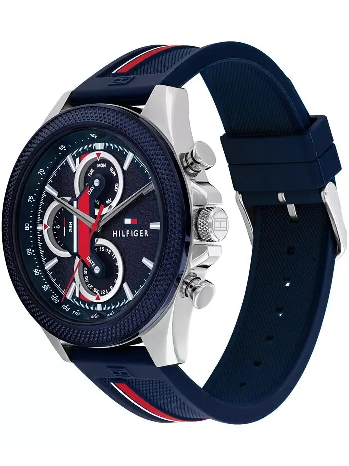 Мужские многофункциональные синие силиконовые часы 46 мм Tommy Hilfiger — изображение 2 из 3
