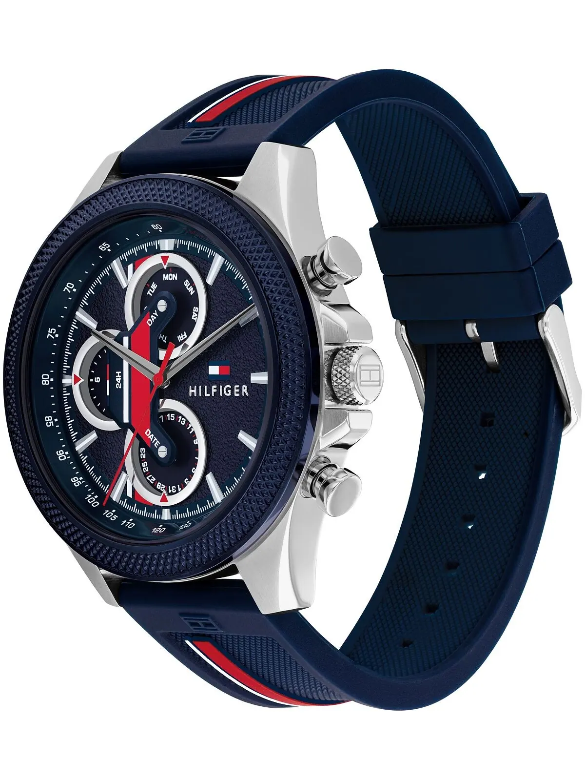 Мужские многофункциональные синие силиконовые часы 46 мм Tommy Hilfiger — изображение 2 из 3, оттенок синий