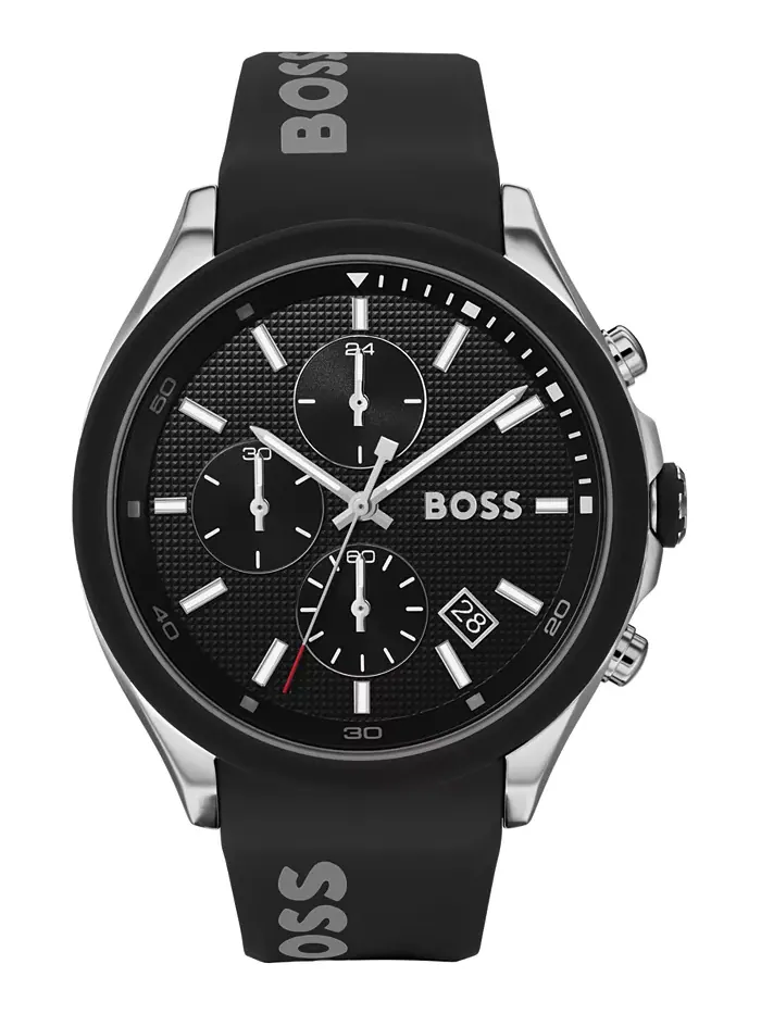 Мужские часы Chronograph Velocity с черным силиконовым ремешком, 45 мм Hugo Boss