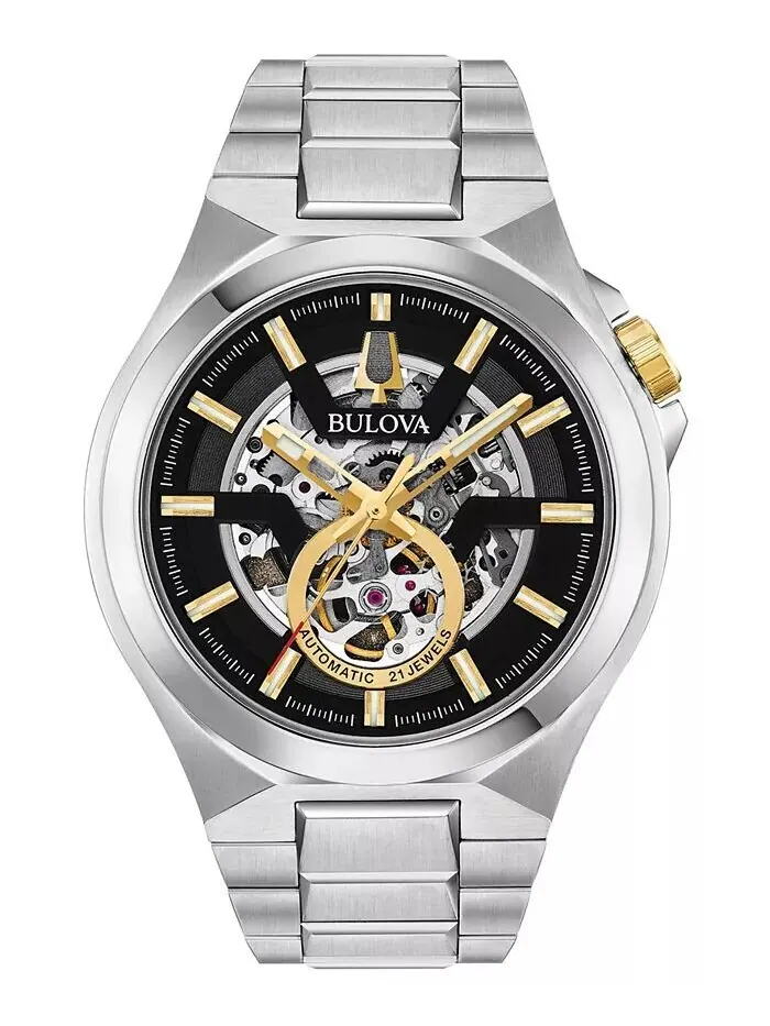 Мужские автоматические часы Maquina с браслетом из нержавеющей стали, 46 мм Bulova — изображение 1 из 9