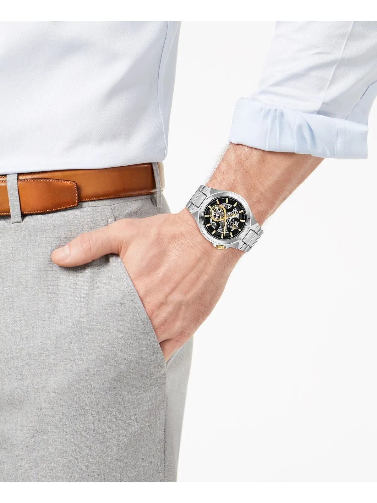 Мужские автоматические часы Maquina с браслетом из нержавеющей стали, 46 мм Bulova — изображение 2 из 9, оттенок серебряный