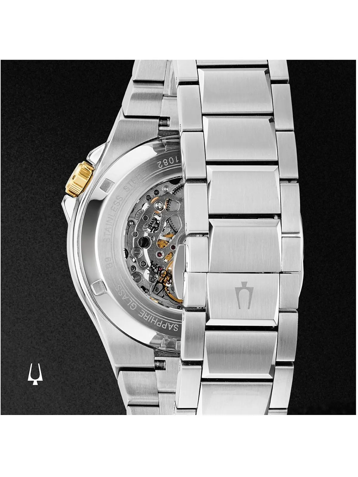 Мужские автоматические часы Maquina с браслетом из нержавеющей стали, 46 мм Bulova — изображение 6 из 9, оттенок серебряный