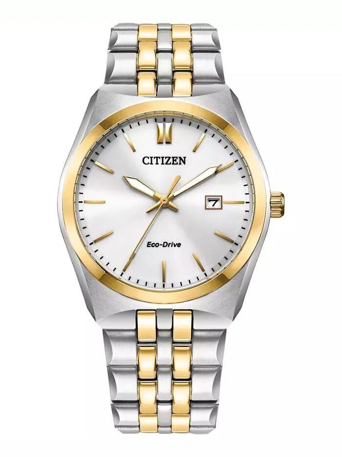 Eco-Drive Мужские двухцветные часы Corso с браслетом из нержавеющей стали, 40 мм Citizen