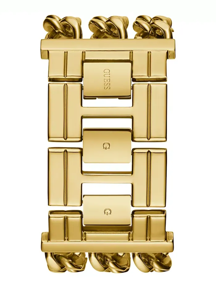 Золотистые наручные часы на стальном браслете-цепочке 39x47 мм GUESS — изображение 3 из 5