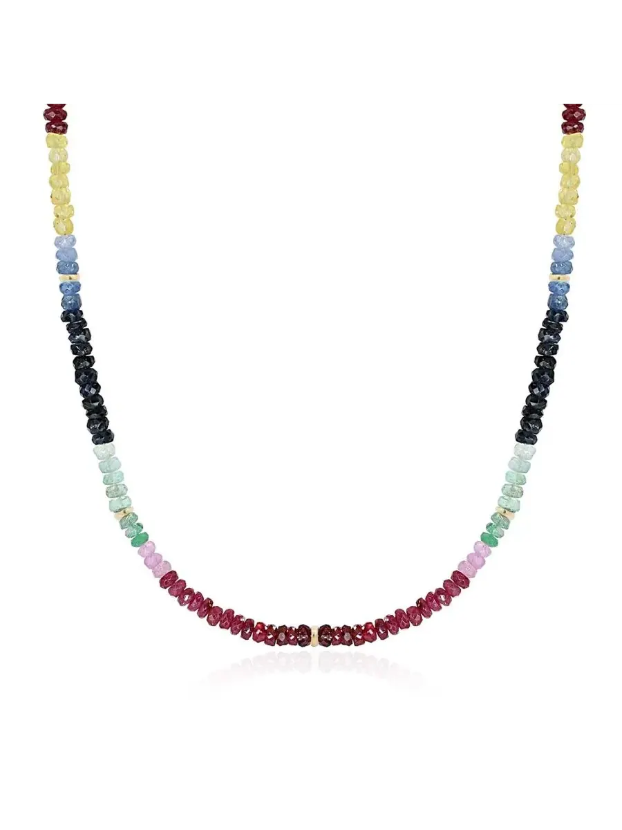 Ожерелье с бусинами из драгоценных камней Rainbow Gemstone Bead 14K Yellow Gold The Lovery — изображение 1 из 3