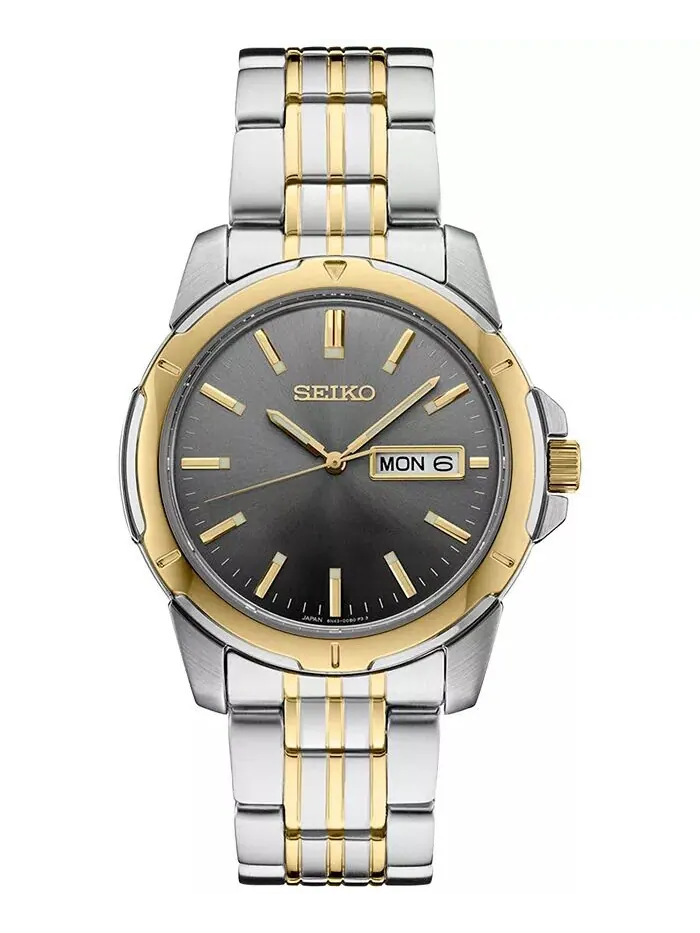 Мужские двухцветные часы-браслет из нержавеющей стали Essentials 39 мм Seiko