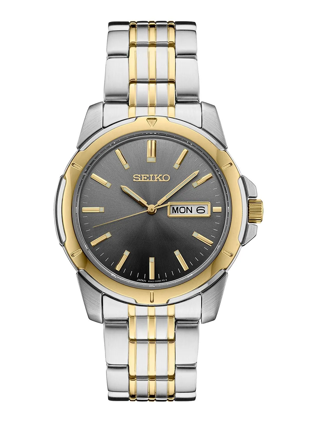 Мужские двухцветные часы-браслет из нержавеющей стали Essentials 39 мм Seiko — изображение 1 из 3, оттенок серебряный
