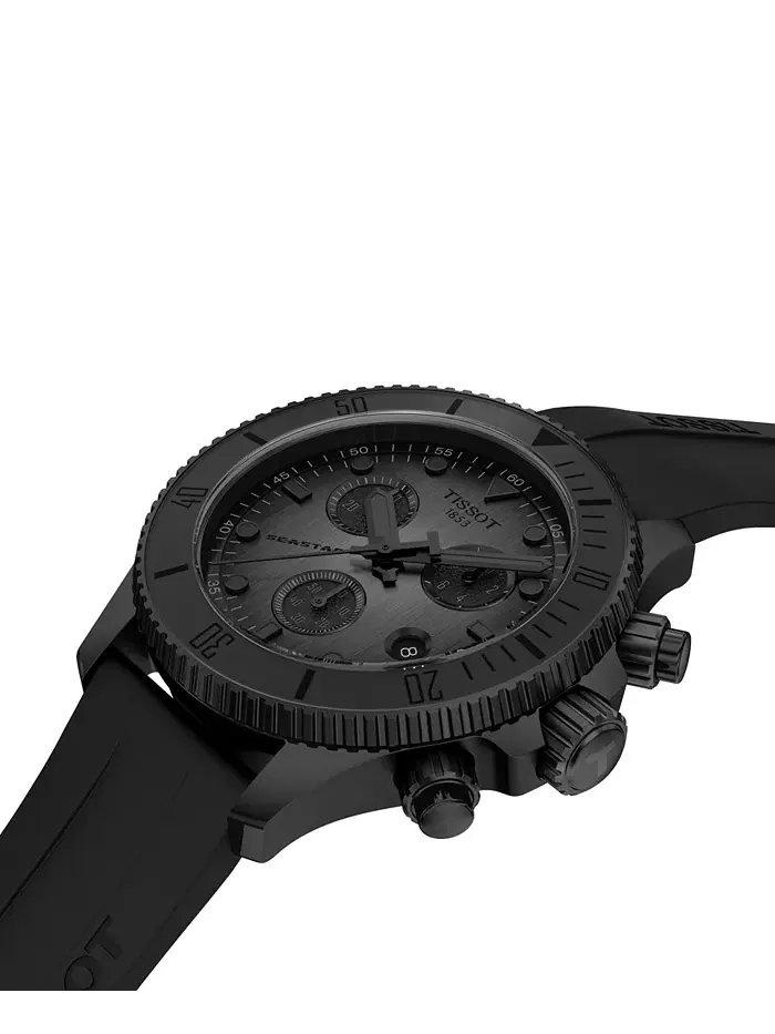 Мужские часы Swiss Chronograph Seastar 1000 с черным резиновым ремешком, 38 мм Tissot — изображение 5 из 5