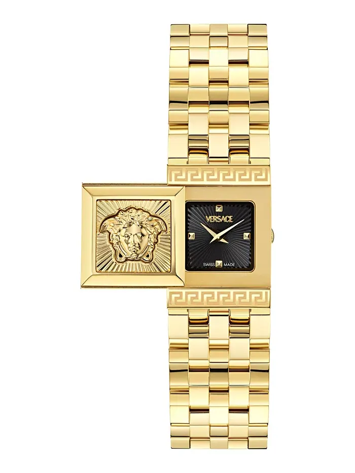 Женские наручные часы Swiss Reveal Square с позолотой, размер 18x25 мм Versace — изображение 1 из 7