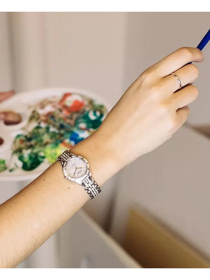 Женские часы Eco-Drive Crystal Accent из нержавеющей стали с браслетом, 28 мм EW2340-58A Citizen — изображение 4 из 8