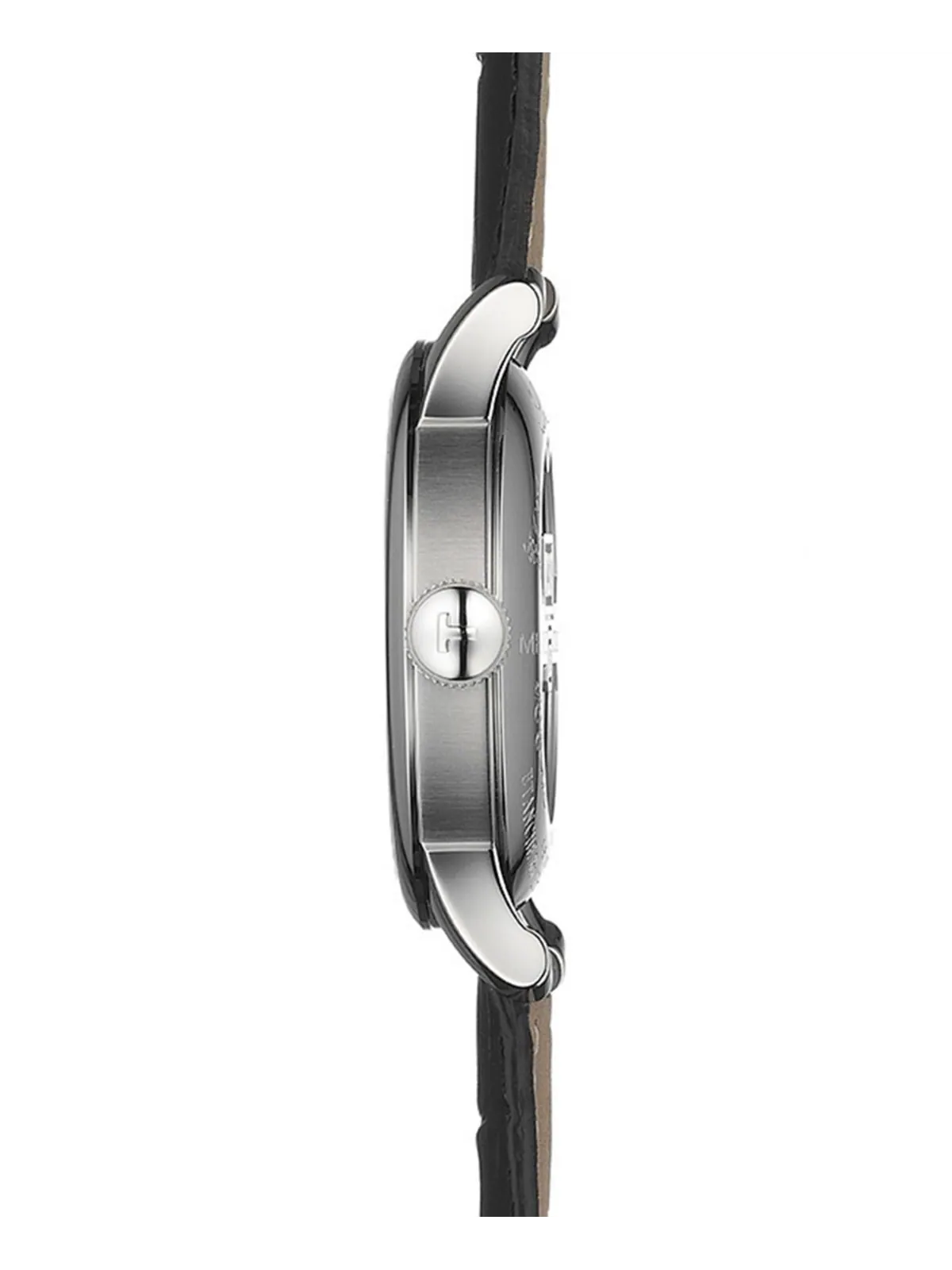Мужские швейцарские автоматические часы T-Classic Le Locle Powermatic 80 с черным кожаным ремешком — изображение 3 из 7