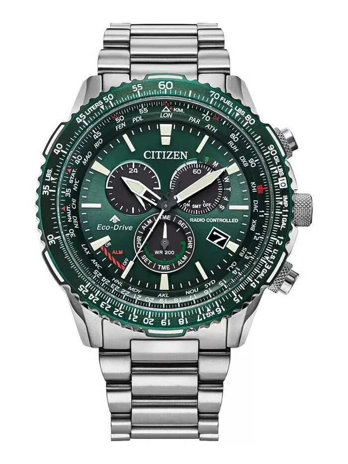 Eco-Drive Мужские часы-хронограф Promaster Sky с браслетом из нержавеющей стали, 46 мм Citizen