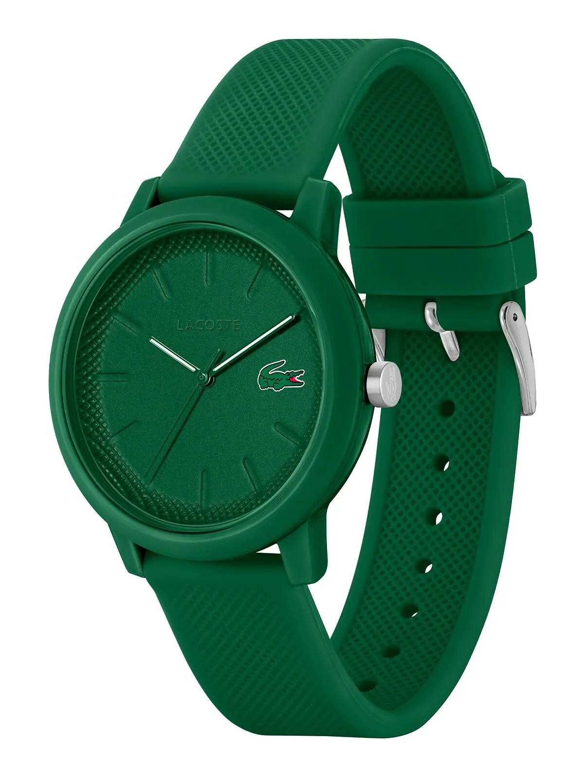 Мужские часы L.12.12 с зеленым силиконовым ремешком 42 мм Lacoste — изображение 2 из 3, оттенок зеленый